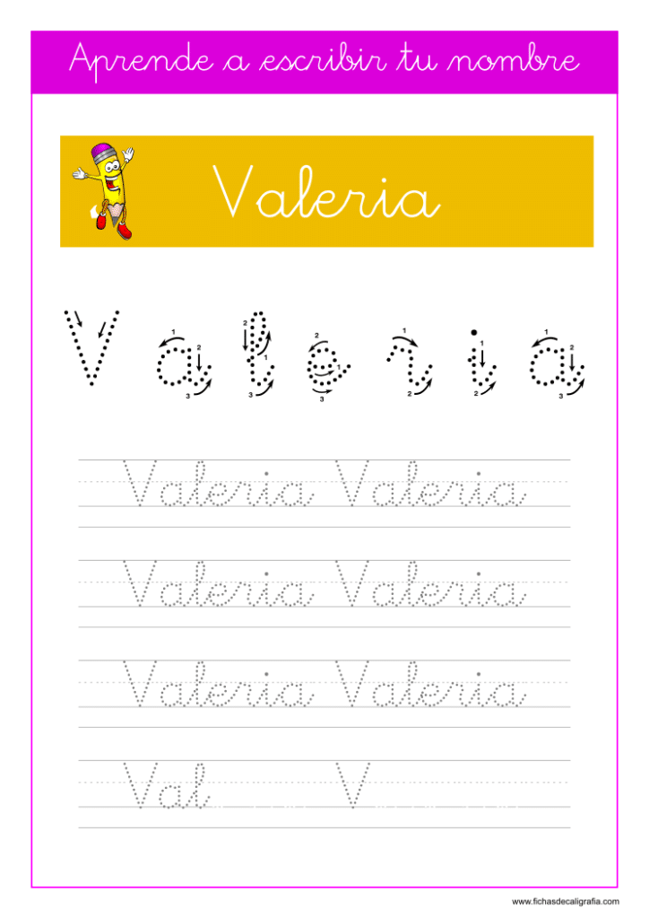 Caligrafía Valeria