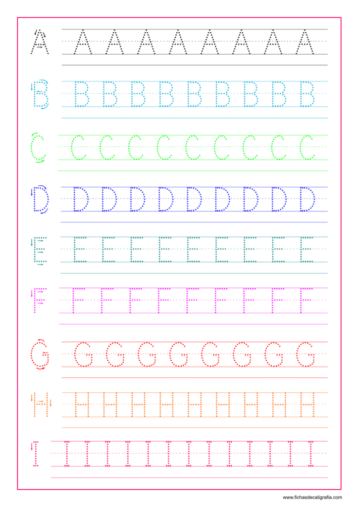 Letras Del Alfabeto En Mayúscula Hojas De Caligrafía