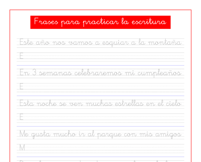 Fichas de CALIGRAFÍA para NIÑOS de Primaria