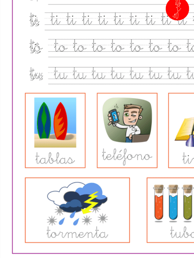 Recursos educativos, sílabas y palabras con ta-te-ti-to-tu, ejercicio de lectoescritura