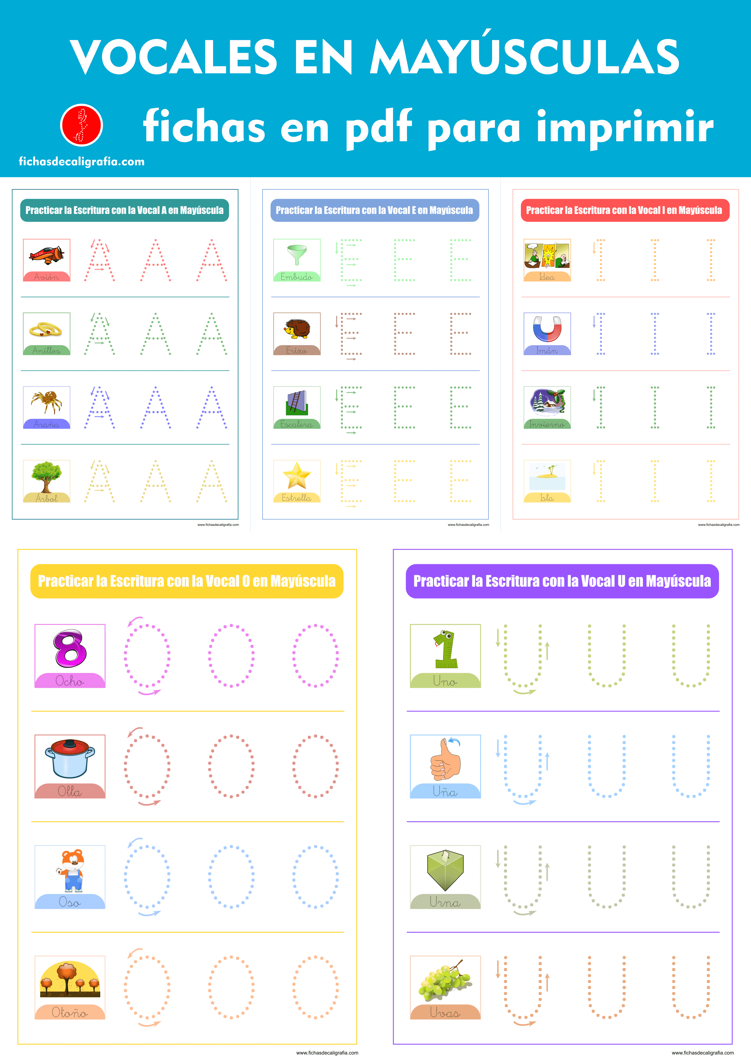 Vocales Para Imprimir En May Sculas Fichas De Caligraf A