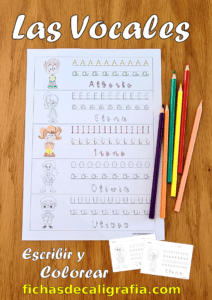 Las Vocales para niños, escribir y colorear